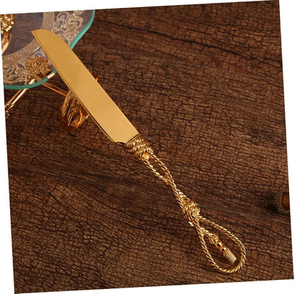 Set of Gold Wedding Cake Cutting Knife & Server Set - Techmanistan in Pakistan