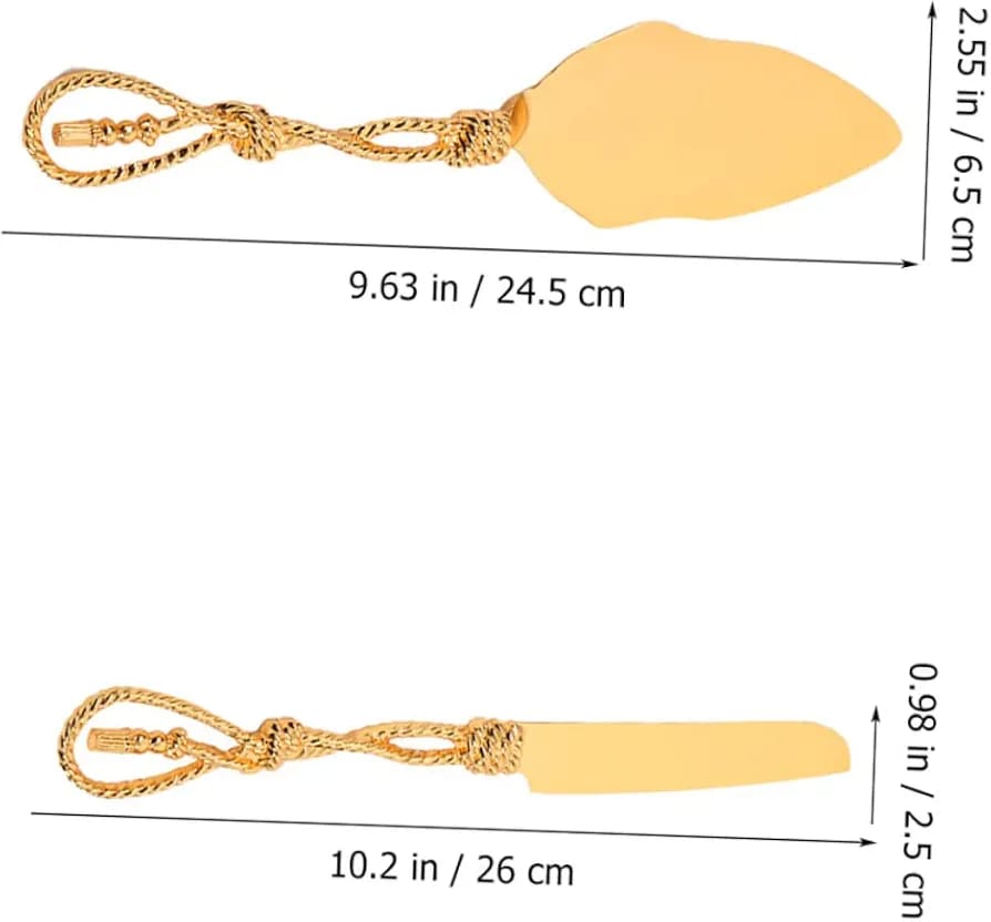 Set of Gold Wedding Cake Cutting Knife & Server Set - Techmanistan in Pakistan