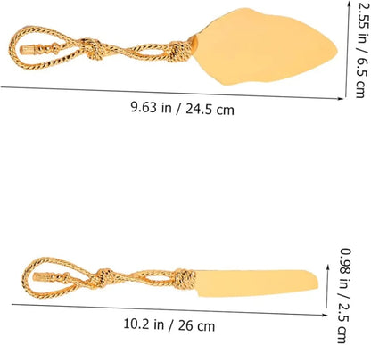 Set of Gold Wedding Cake Cutting Knife & Server Set - Techmanistan in Pakistan