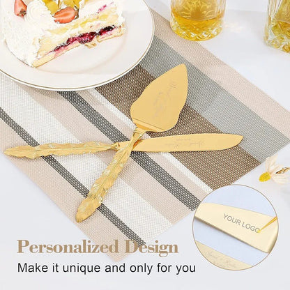 Set of Gold Wedding Cake Cutting Knife & Server Set - Techmanistan in Pakistan