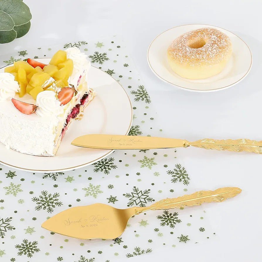 Set of Gold Wedding Cake Cutting Knife & Server Set - Techmanistan in Pakistan
