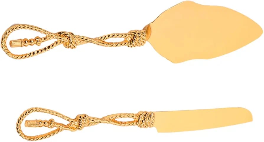 Set of Gold Wedding Cake Cutting Knife & Server Set - Techmanistan in Pakistan