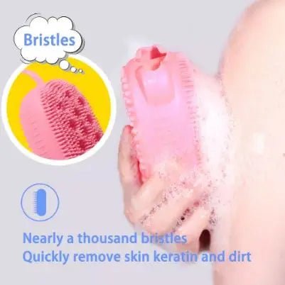 Silicon Bath Body Brush, Exfoliating Body Scrub Brush, 2 in 1 Ultra Soft Bath Sponge Shower Brush and Body Massager, Baby Shower Brush, Shampoo and Gel Dispenser, Loofah Brush, Body Cleaning Scrubber for Man, Women and Children - Techmanistan in Pakistan