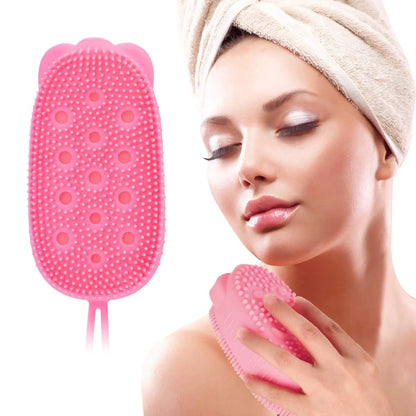 Silicon Bath Body Brush, Exfoliating Body Scrub Brush, 2 in 1 Ultra Soft Bath Sponge Shower Brush and Body Massager, Baby Shower Brush, Shampoo and Gel Dispenser, Loofah Brush, Body Cleaning Scrubber for Man, Women and Children - Techmanistan in Pakistan