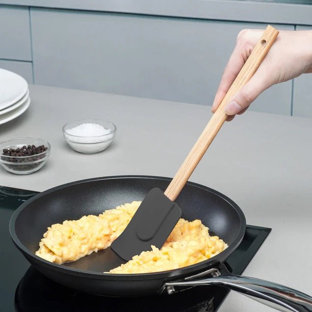 Silicon Oil Brush & Spatula with Wooden Handle - Techmanistan in Pakistan