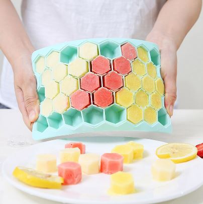 Silicone Honeycomb Ice Cube Tray with Cover - Techmanistan in Pakistan