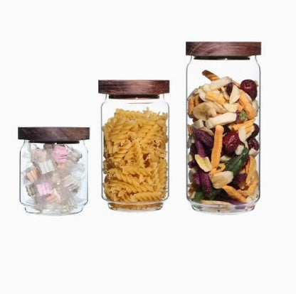 Stackable Glass Jars with Wooden Lid - Techmanistan in Pakistan