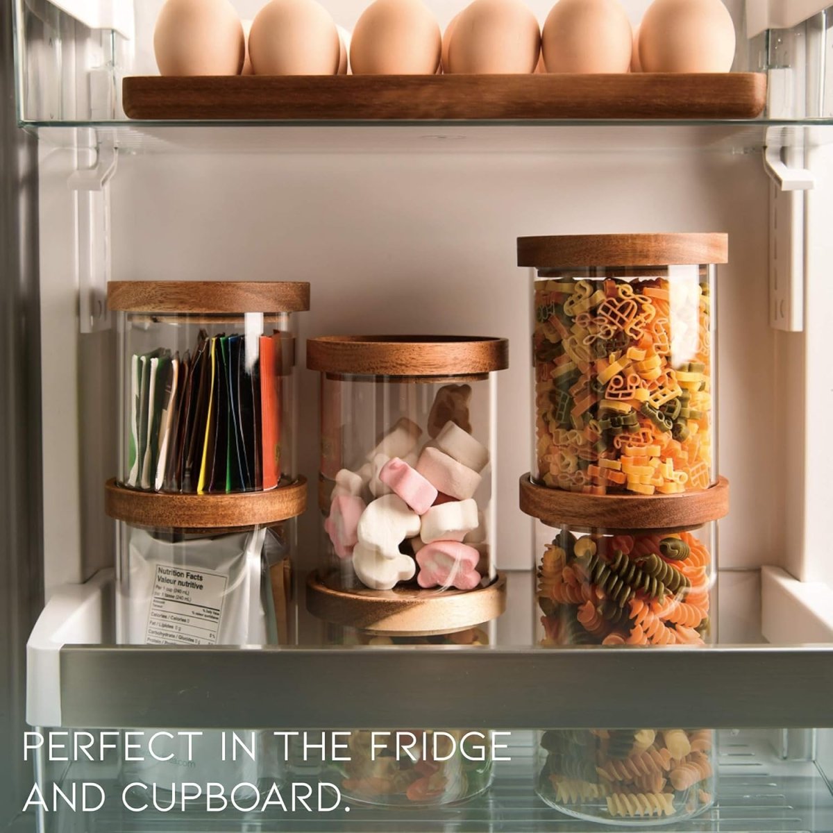 Stackable Glass Jars with Wooden Lid - Techmanistan in Pakistan