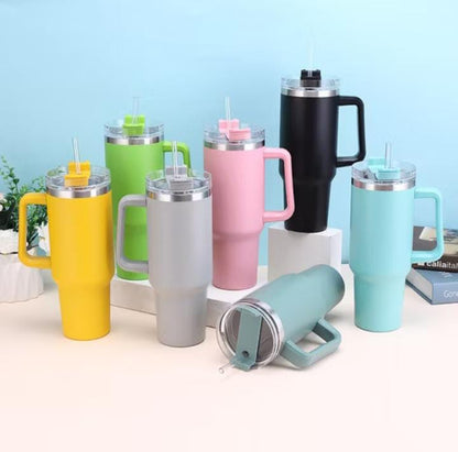 Stainless Steel 1250ml Tumbler with Straw and Handle - Techmanistan in Pakistan