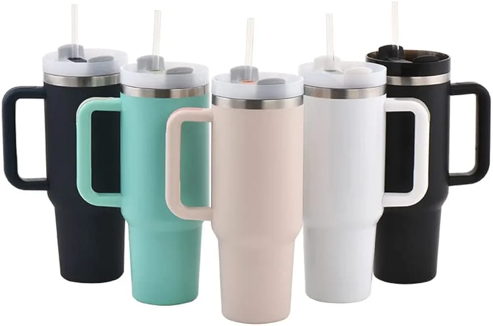 Stainless Steel 1250ml Tumbler with Straw and Handle - Techmanistan in Pakistan