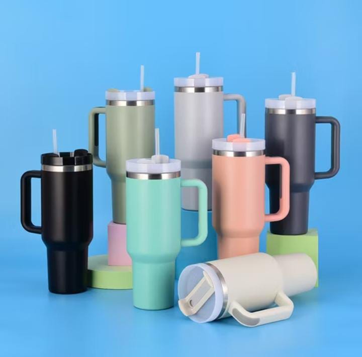 Stainless Steel 1250ml Tumbler with Straw and Handle - Techmanistan in Pakistan