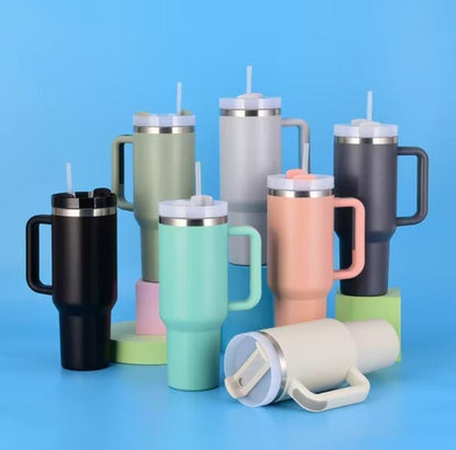 Stainless Steel 1250ml Tumbler with Straw and Handle - Techmanistan in Pakistan