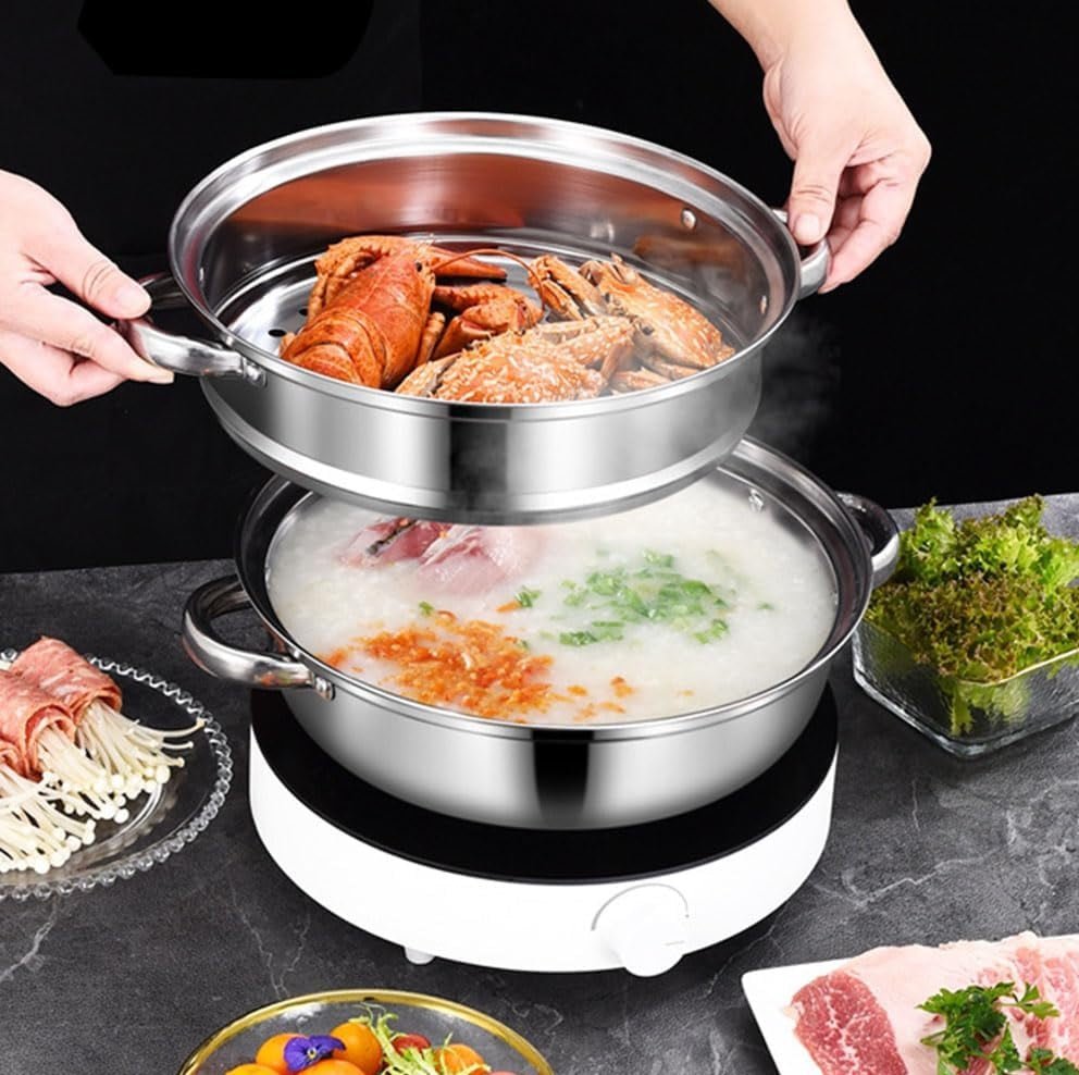Stainless Steel 2 Layers Steamer Pot With Glass Lid - Techmanistan in Pakistan