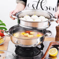 Stainless Steel 2 Layers Steamer Pot With Glass Lid - Techmanistan in Pakistan
