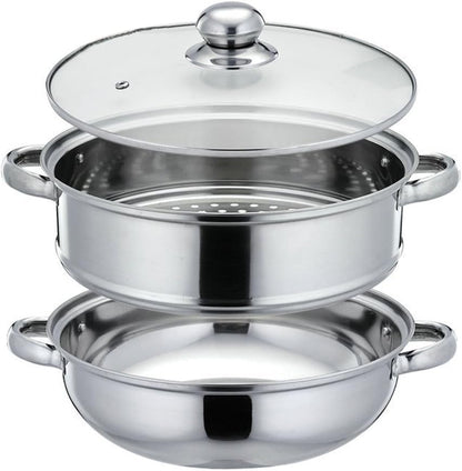 Stainless Steel 2 Layers Steamer Pot With Glass Lid - Techmanistan in Pakistan