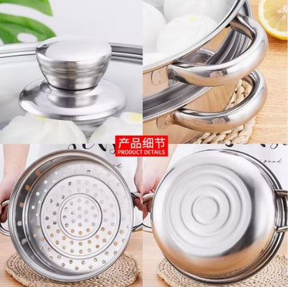 Stainless Steel 2 Layers Steamer Pot With Glass Lid - Techmanistan in Pakistan