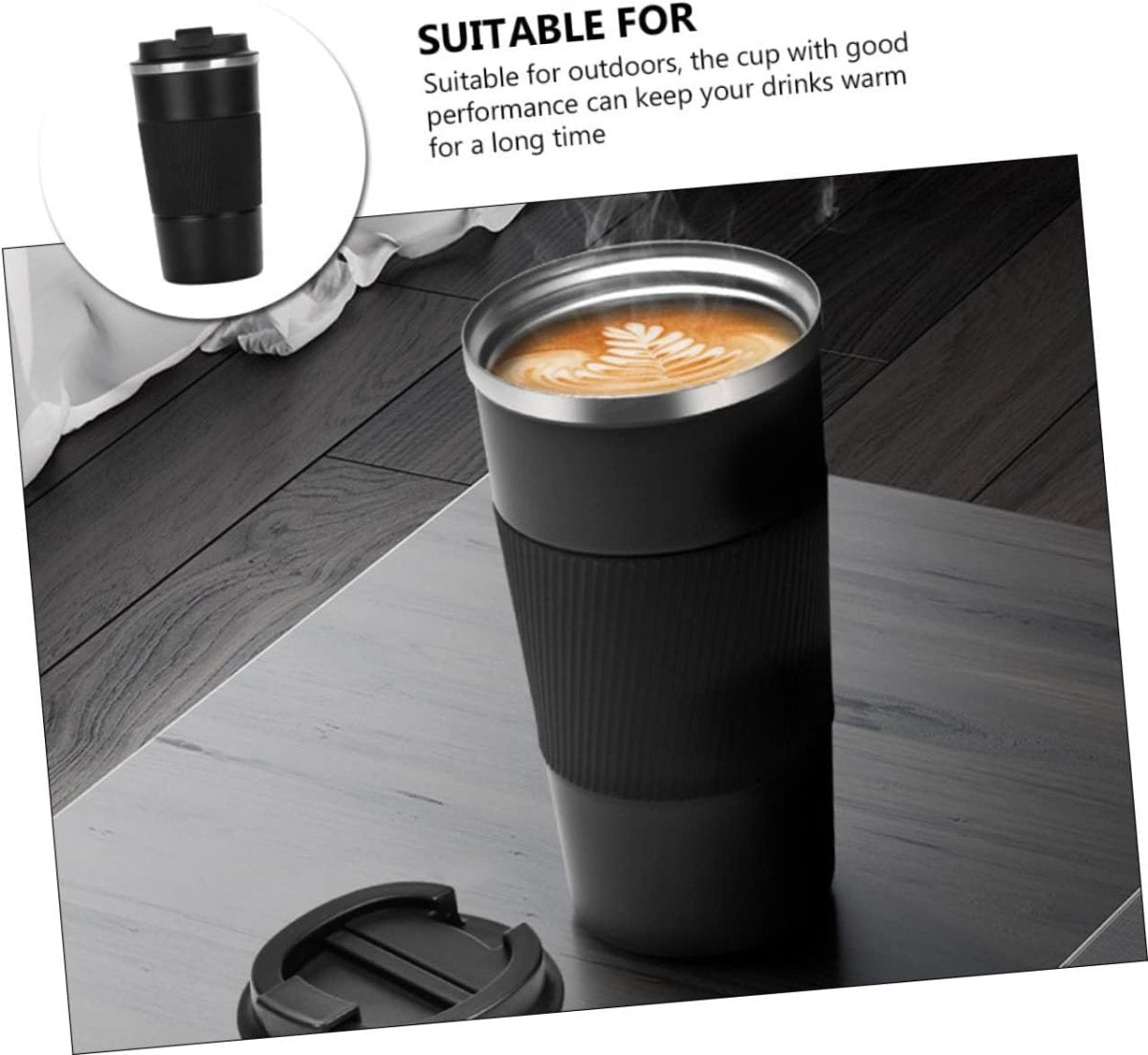 Stainless Steel Coffee Cup With Protective Leather Sleeve - Techmanistan in Pakistan