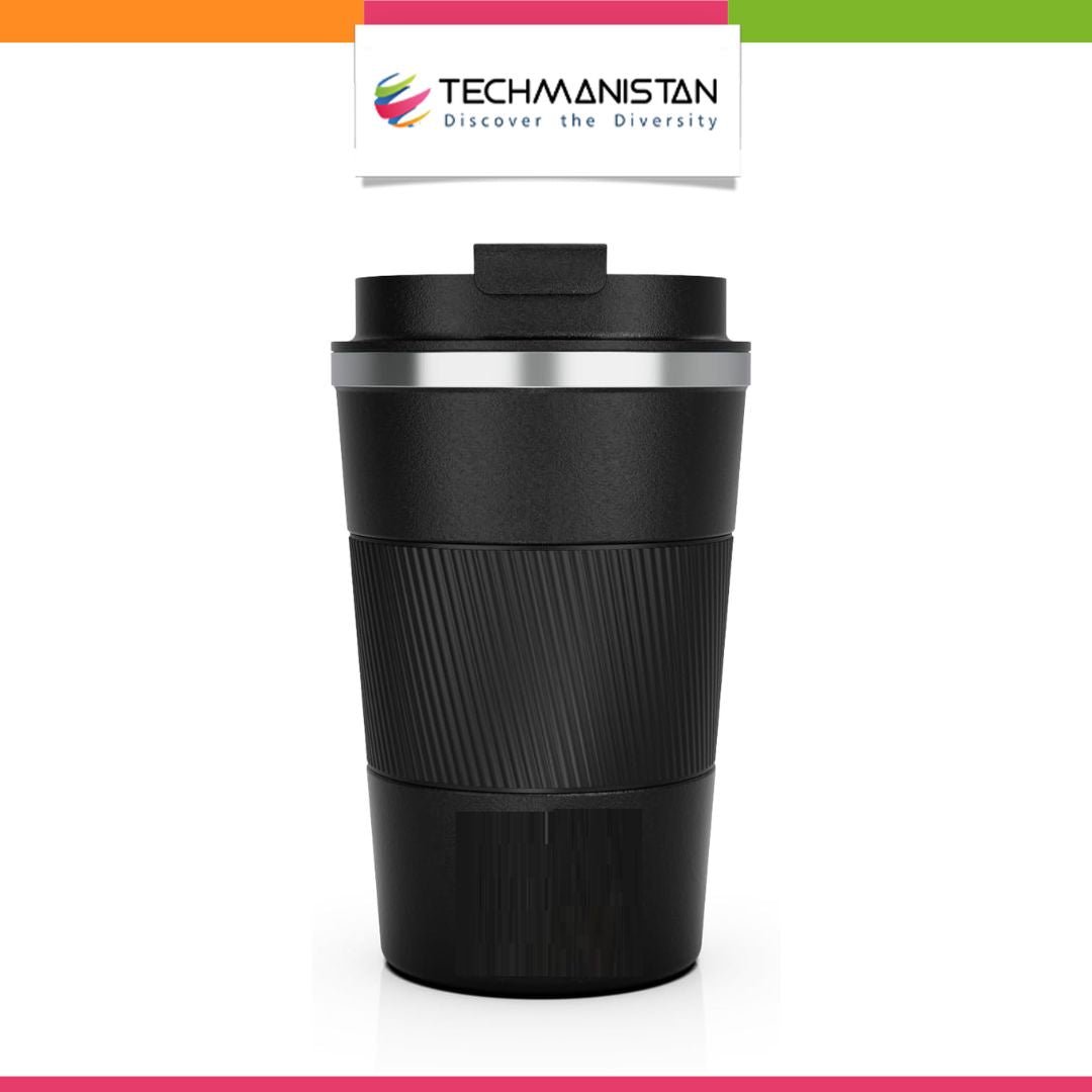 Stainless Steel Coffee Cup With Protective Leather Sleeve - Techmanistan in Pakistan
