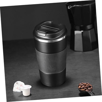 Stainless Steel Coffee Cup With Protective Leather Sleeve - Techmanistan in Pakistan