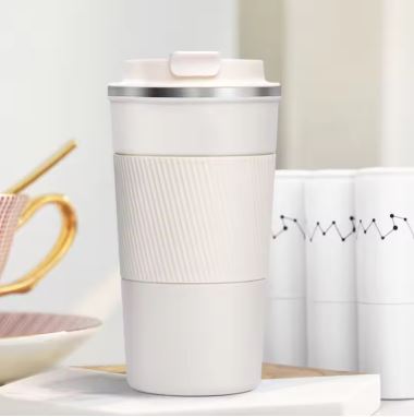 Stainless Steel Coffee Cup With Protective Leather Sleeve - Techmanistan in Pakistan