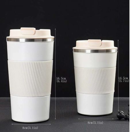 Stainless Steel Coffee Cup With Protective Leather Sleeve - Techmanistan in Pakistan