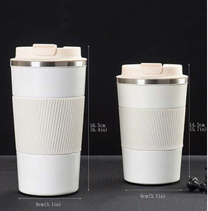 Stainless Steel Coffee Cup With Protective Leather Sleeve - Techmanistan in Pakistan