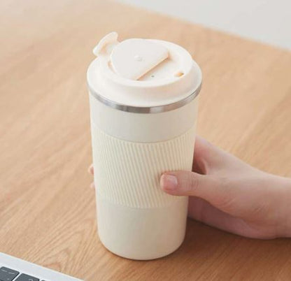 Stainless Steel Coffee Cup With Protective Leather Sleeve - Techmanistan in Pakistan