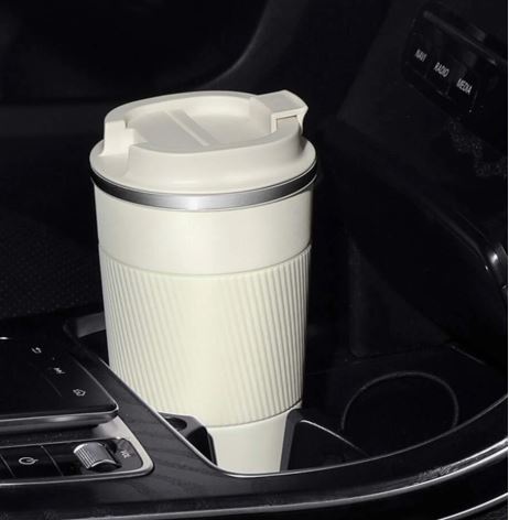 Stainless Steel Coffee Cup With Protective Leather Sleeve - Techmanistan in Pakistan