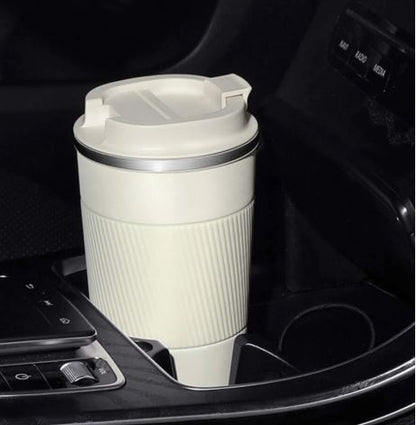 Stainless Steel Coffee Cup With Protective Leather Sleeve - Techmanistan in Pakistan