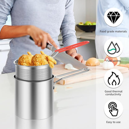 Stainless Steel Deep Fryer with Strainer Basket - Techmanistan in Pakistan