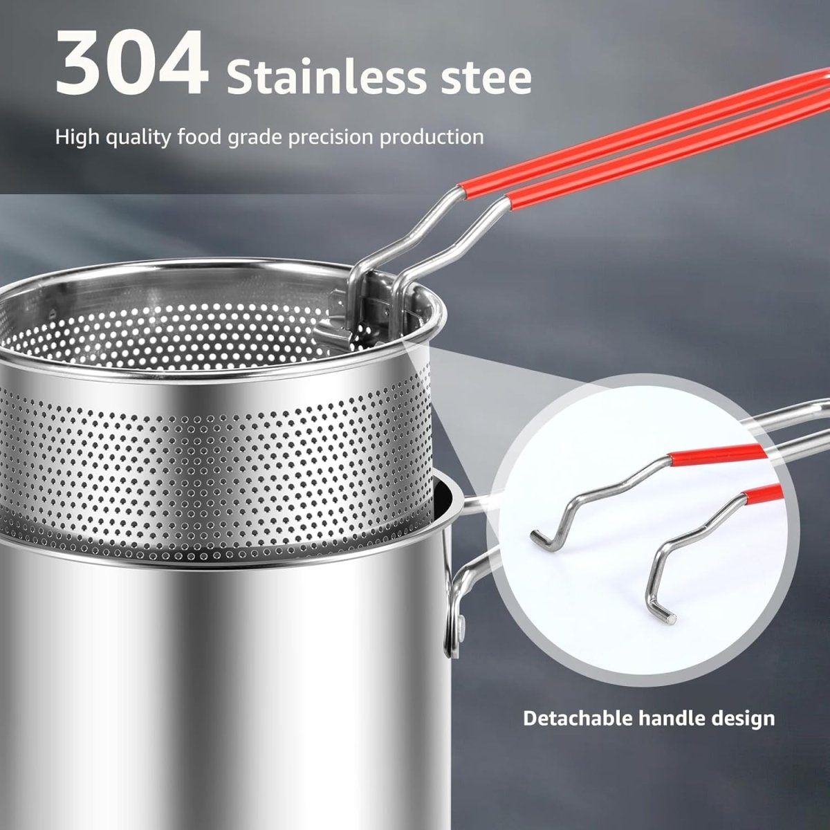 Stainless Steel Deep Fryer with Strainer Basket - Techmanistan