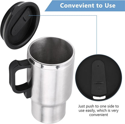 Stainless Steel Electric Coffee Heating Mug with Car Plugin - Techmanistan in Pakistan