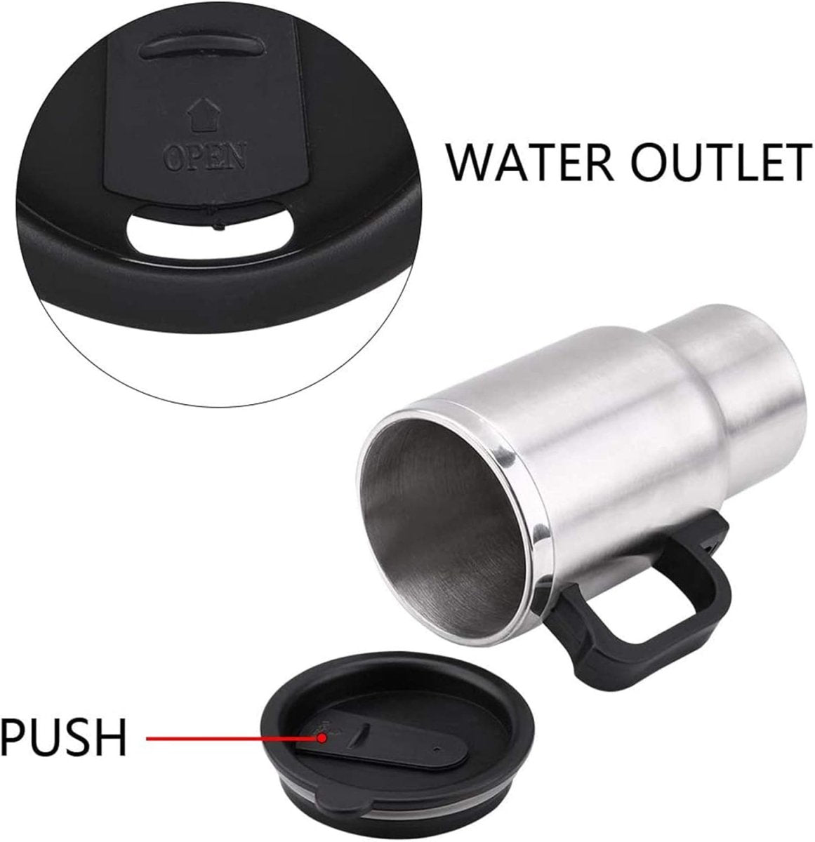 Stainless Steel Electric Coffee Heating Mug with Car Plugin - Techmanistan in Pakistan