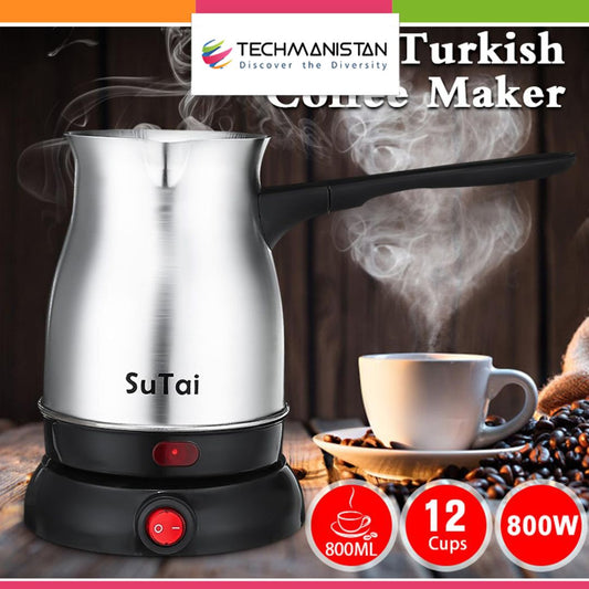 Stainless Steel Electric Coffee Pot - 800ml - Techmanistan in Pakistan