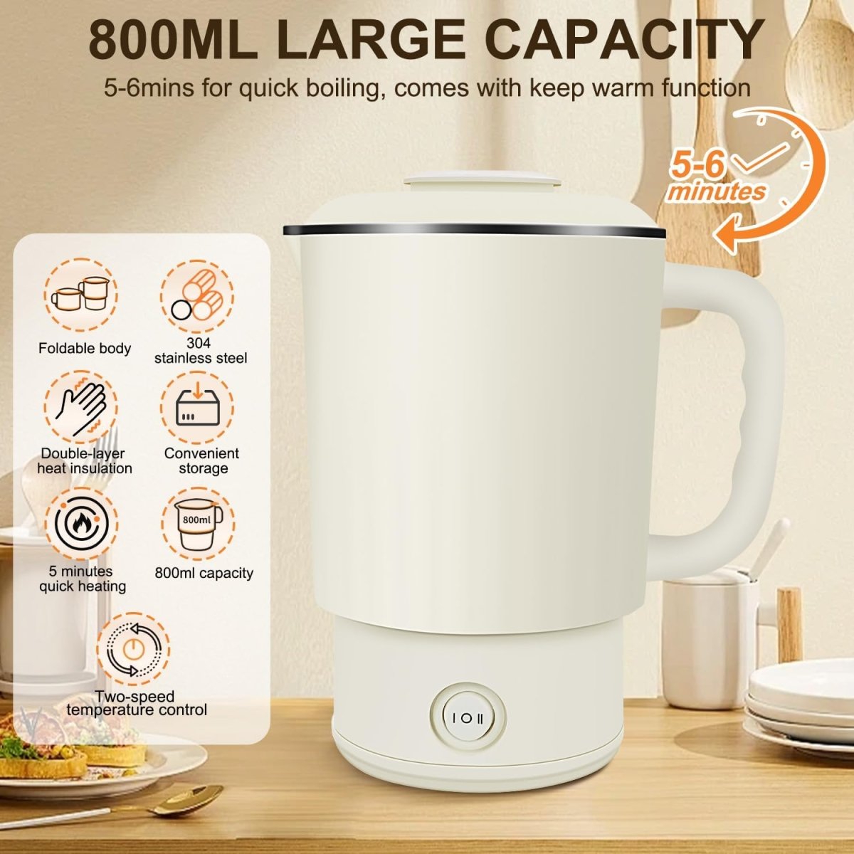 Stainless Steel Electric Kettle 800ml - Techmanistan in Pakistan
