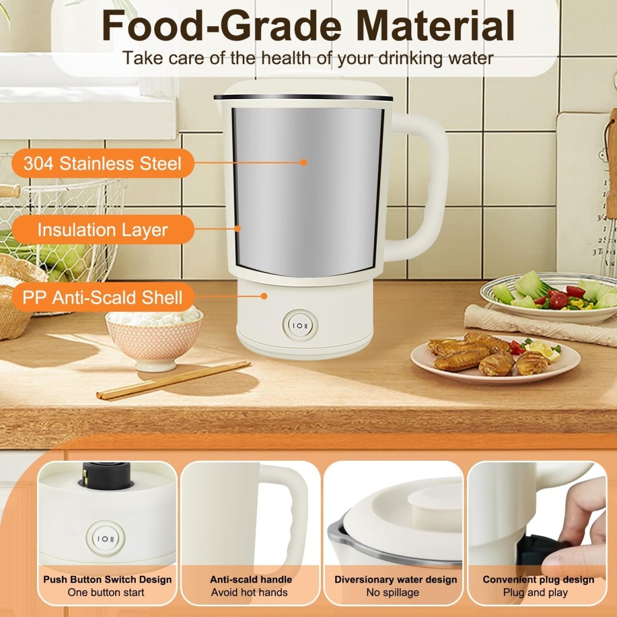 Stainless Steel Electric Kettle 800ml - Techmanistan in Pakistan