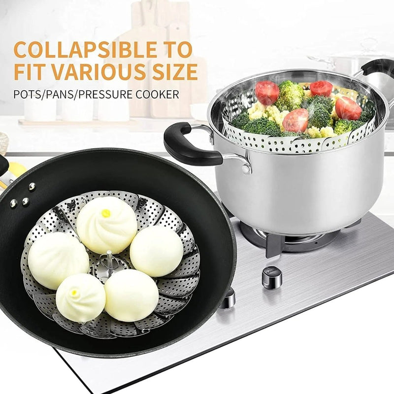 Stainless Steel Folding Collapsible Steamer Basket - Techmanistan in Pakistan