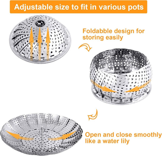 Stainless Steel Folding Collapsible Steamer Basket - Techmanistan in Pakistan