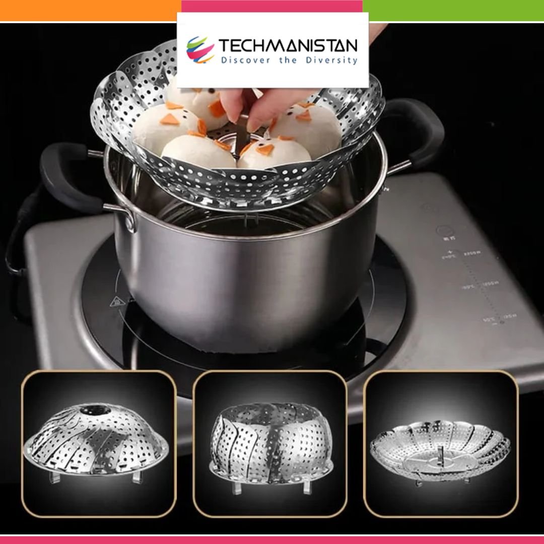 Stainless Steel Folding Collapsible Steamer Basket - Techmanistan in Pakistan