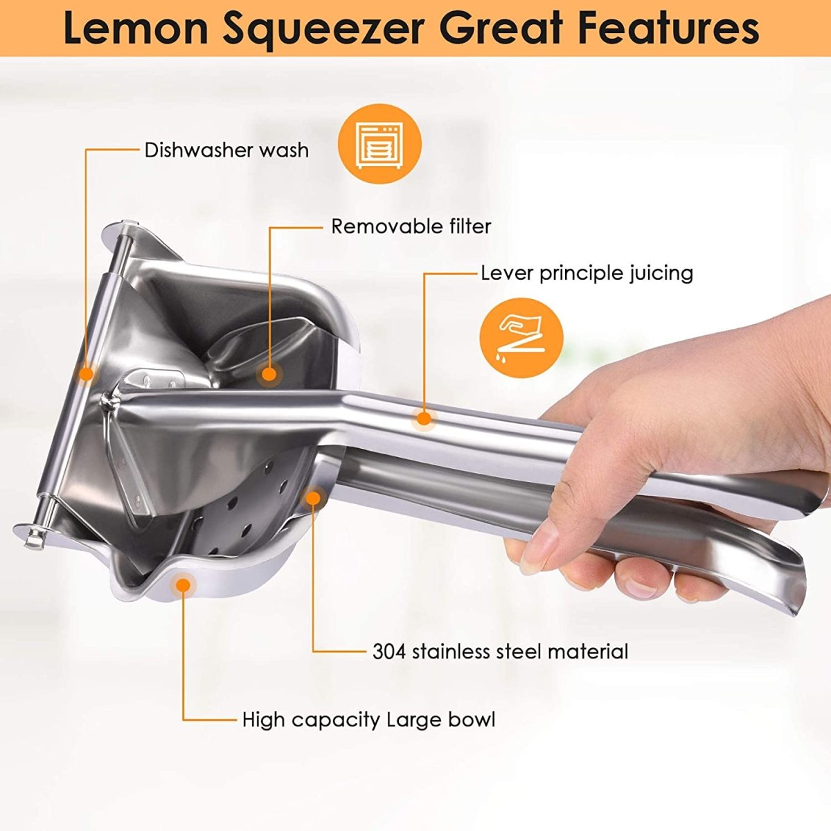 Stainless Steel Fruit Press, Stainless Steel Manual Juicer Fruit Hand Juicer, Heavy Duty Handheld Juice Extractor, Fruit Squeezer, Handheld Juicer, Fryer - Techmanistan in Pakistan