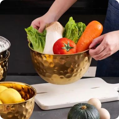 Stainless Steel Hammer Design Mixing Bowls - Techmanistan in Pakistan