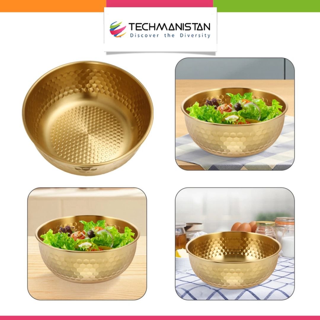 Stainless Steel Hammer Pattern Mixing Bowl - Techmanistan in Pakistan