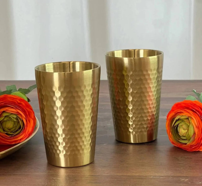 Stainless Steel Hammered Texture Golden Glass - Techmanistan in Pakistan