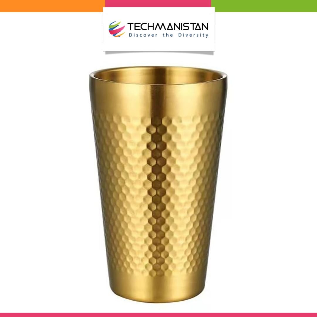 Stainless Steel Hammered Texture Golden Glass - Techmanistan in Pakistan