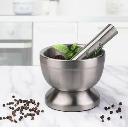 Stainless Steel Herb Spice Grinder Mortar and Pestle Set - Techmanistan in Pakistan