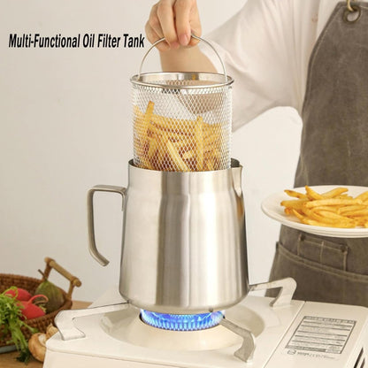 Stainless Steel Oil Pot with Strainer and Frying Basket - Techmanistan in Pakistan