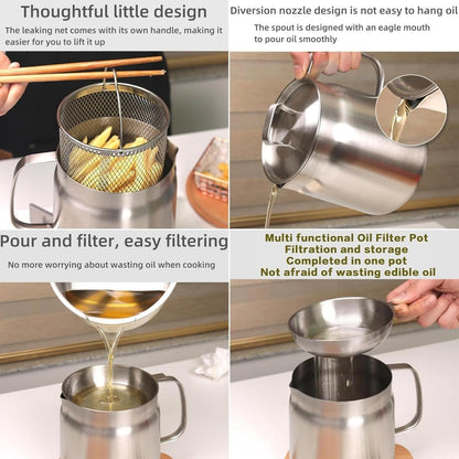 Stainless Steel Oil Pot with Strainer and Frying Basket - Techmanistan in Pakistan