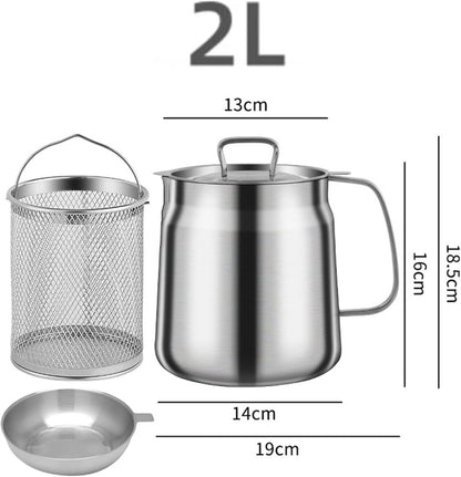 Stainless Steel Oil Pot with Strainer and Frying Basket - Techmanistan in Pakistan
