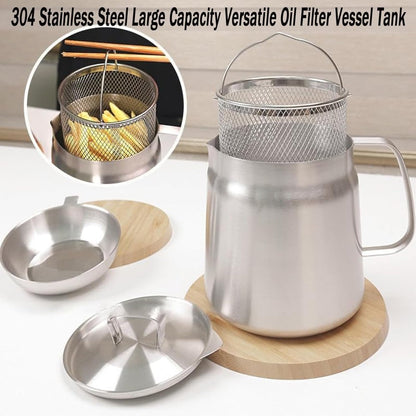 Stainless Steel Oil Pot with Strainer and Frying Basket - Techmanistan in Pakistan