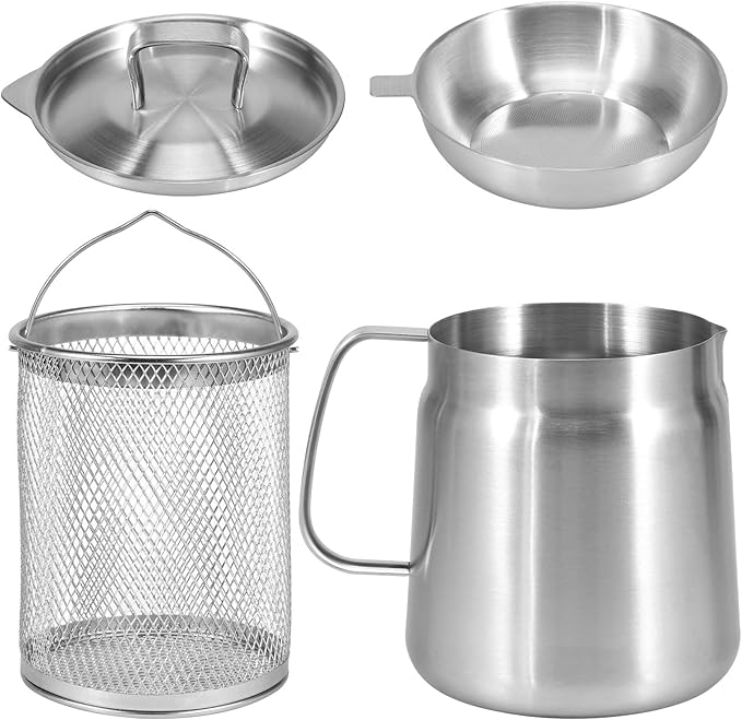 Stainless Steel Oil Pot with Strainer and Frying Basket - Techmanistan in Pakistan